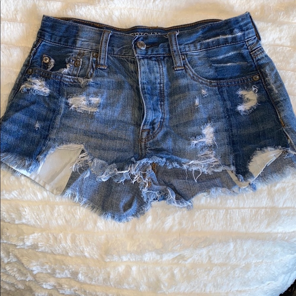 Ripped jean shorts